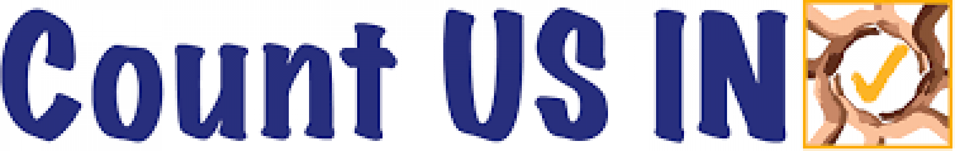 Count Us Indiana Logo in Blue Text with a yellow check mark